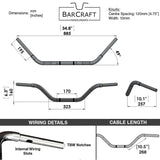 1-1/4” Western Bars Black Motorcycle Fat Handlebars for Softail Springer, Indian Springfield, Chief,  M109R specs