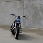 Mirror Finish 8" Ape Hanger Handlebars on Motorcycle Front View