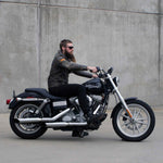 Beach Bikini Cruiser Bar 1" Handlebars on Harley Davidson Chrome Motorcycle with Rider Side View
