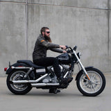1" Black BarCraft Beach Bars Handlebars on Harley Davidson Dyna Super Glide Rider View