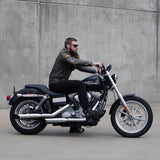 1" Black Moto Bar Handlebars on Harley Davidson Dyna Super Glide Rider View
