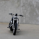 1" Black Moto Bar Handlebars on Harley Davidson Dyna Super Glide Front View