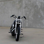 1" Black BarCraft Buckhorn Bars Handlebars on Harley Davidson Dyna Super Glide Front View