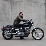 1" Black Drag Bar Handlebars on Harley Davidson Dyna Super Glide Rider View