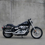 1" Black Drag Bar Handlebars on Harley Davidson Dyna Super Glide Side View