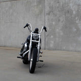 Mirror Finish 10" Pullback Handlebars 1" Diameter on Motorcycle  Front View