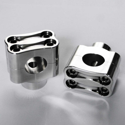 1" 25mm BarCraft Knuckle Riser Handlebar Clamps to suit Harley Davidson Motorcycles. Billet Aluminum with 4 bolts chrome 1