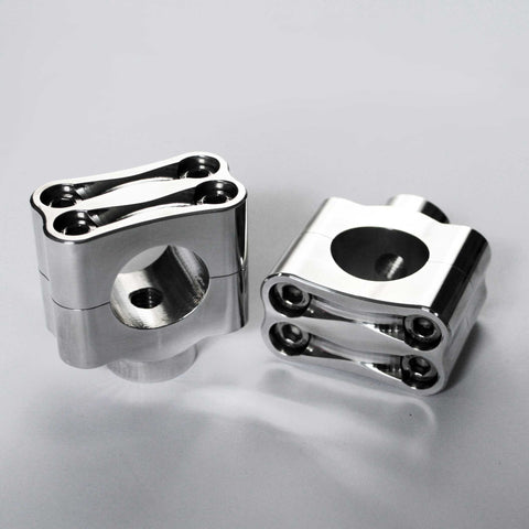 1-1/4" 32mm BarCraft Knuckle Riser Handlebar Clamps to fit Harley Davidson Motorcycles with Fat Bars. Billet Aluminum with 4 bolts chrome