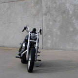 Mirror Finish Six Bend Pullback Handlebars on Motorcycle Front View